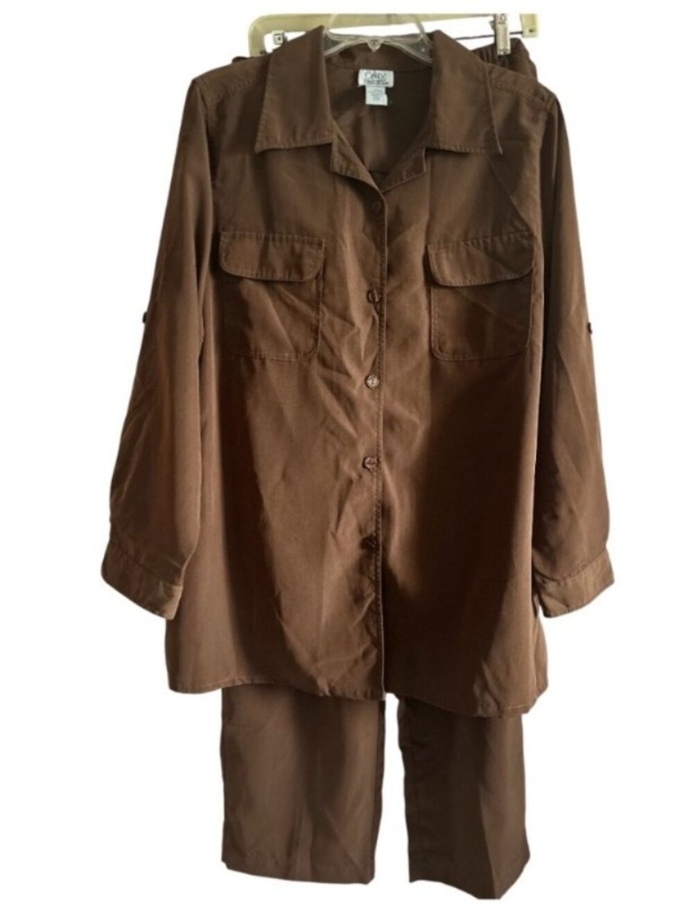 Vintage Only Necessities Lounging Relax Causal Brown Oversized 2 Piece  Set Plus